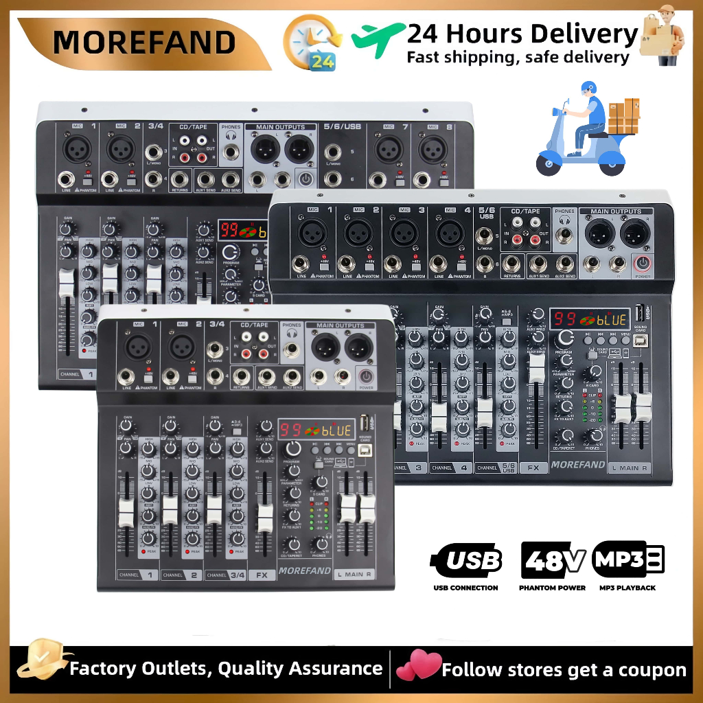 audio mixer Profesional Panggung/KTV CS4/CS6/CS8 - 99DSP + Equalizer Terpasang | Bluetooth 5.0 / Pem