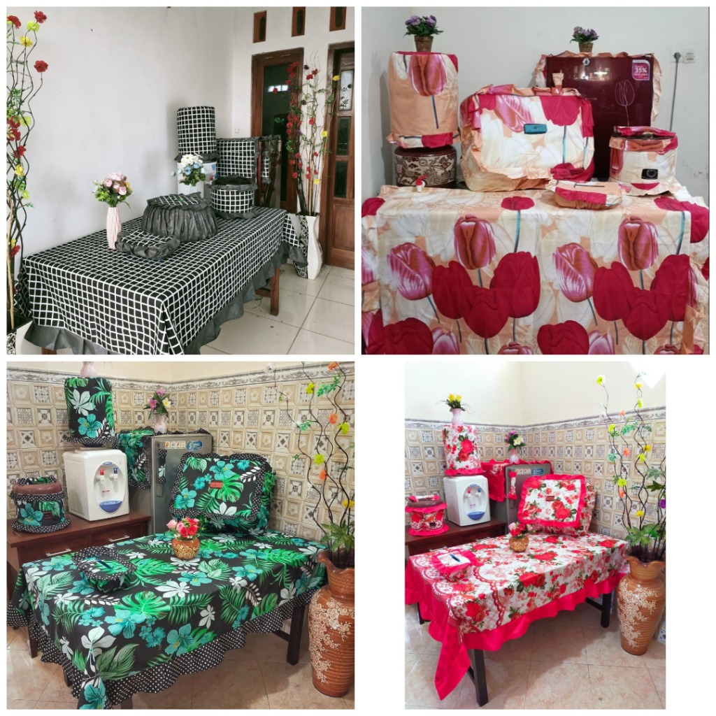 OBRAL KITCHEN SET  TERDIRI DARI: 1 PCS COVER GALON 1 PCS COVER MEJIKOM 1 PCS TUTUP KULKAS 1 PCS TUDU