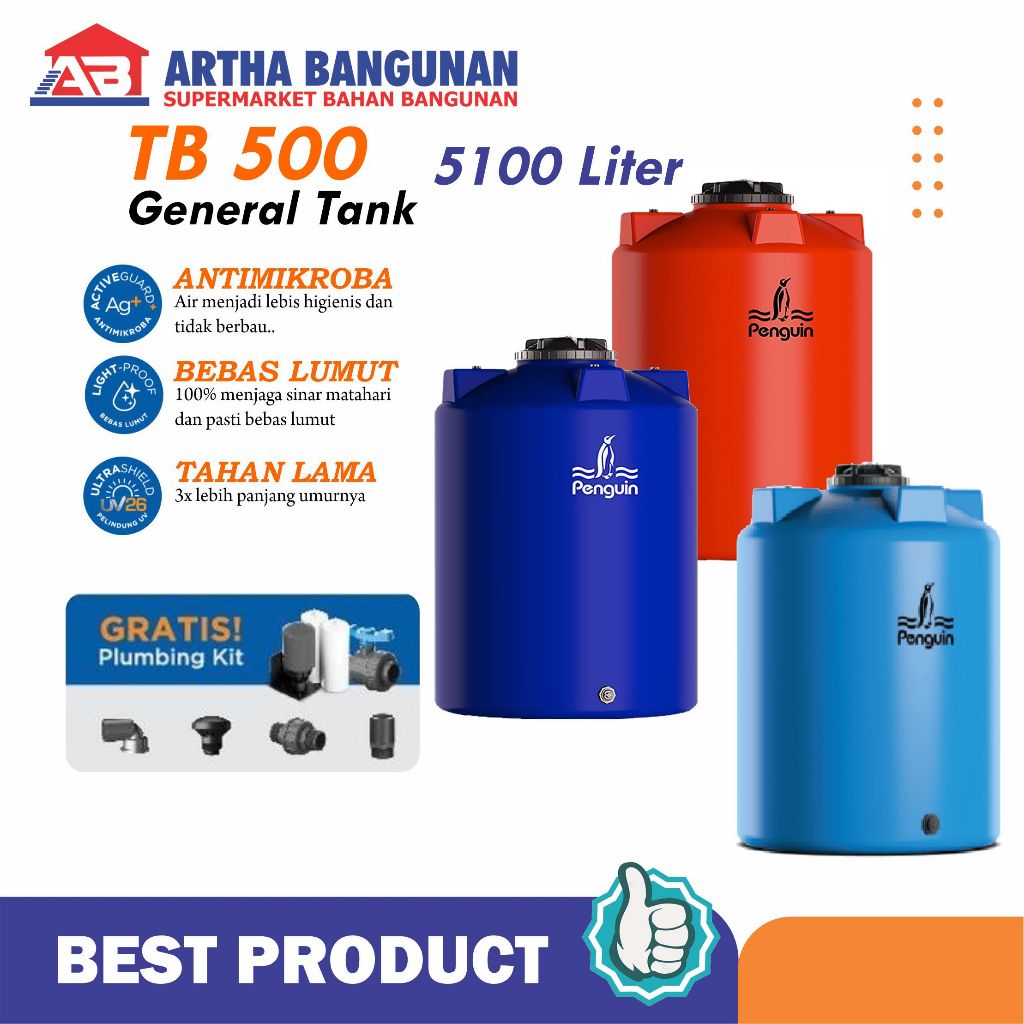 PENGUIN TB500 TANGKI AIR 5100 LITER+PLUMBING KIT