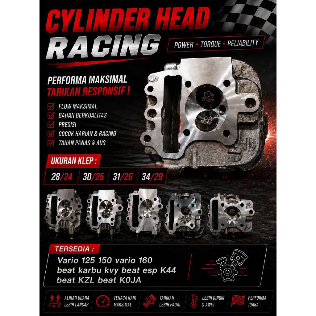 head racing kop racing deksel racing vario 125 vario 150 beat scoopy spacy karbu beat fi scoopy fi k