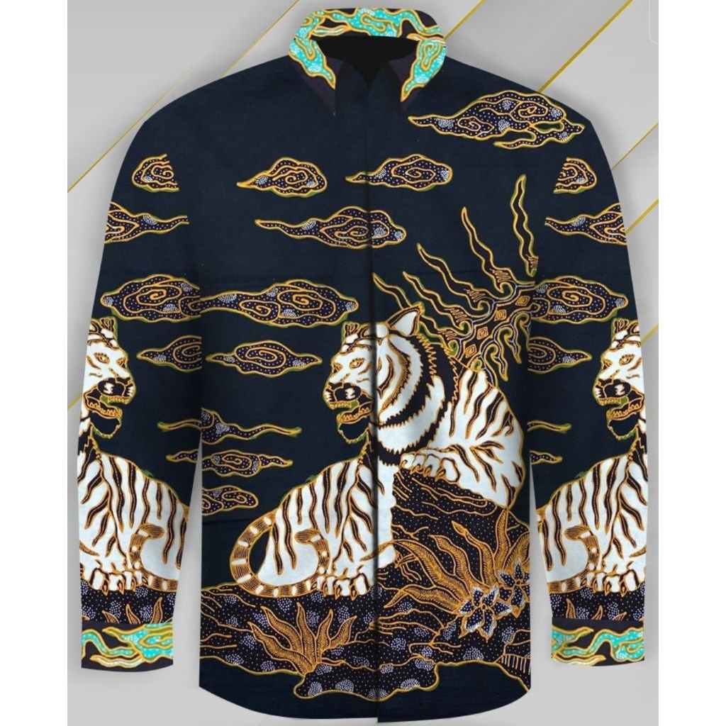 kain batik tulis pria bahan katun motif macan harimau