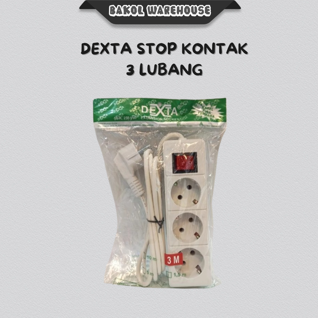 STOP KONTAK / KABEL COLOKAN DEXTA 3 METER / 3 LUBANG FULL TEMBAGA