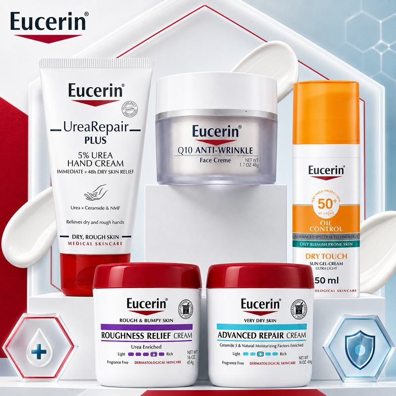 Eucerin advanced repair cream 454g / Q10 Anti-Wrinkle Crean 48g / Urea Repair Hand Cream 75ml / Clea