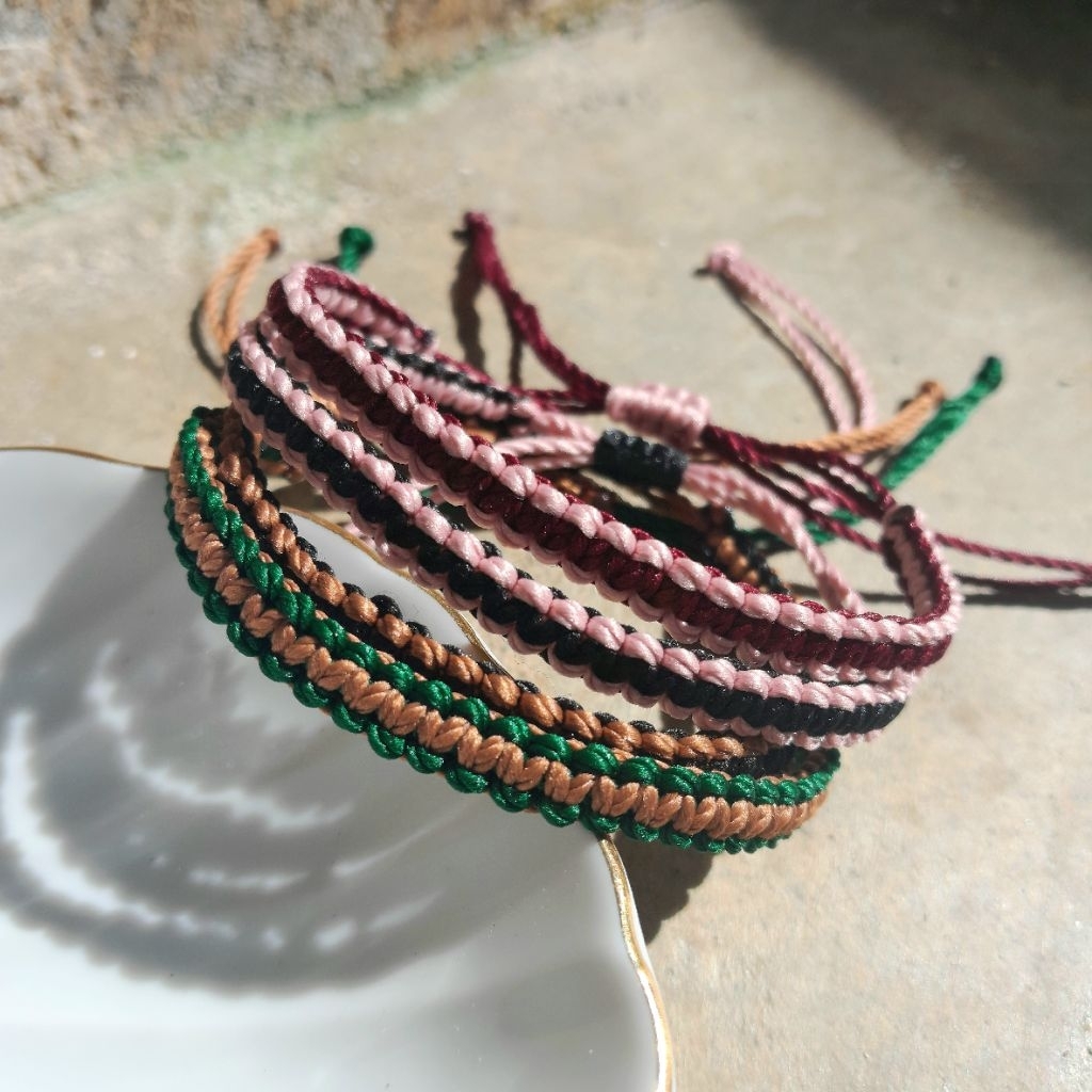 [TA006] Gelang Tali Anyaman 2 Warna Serut | Gelang Tali Anyam | Beads Bracelet Couple | Gelang Tali 