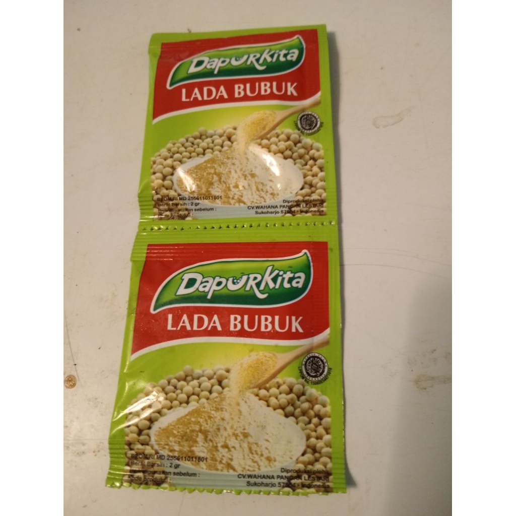 lada bubuk/merica bubuk/lada dapur kita/ladaku/refina lada 4g/Indofood lada bubuk