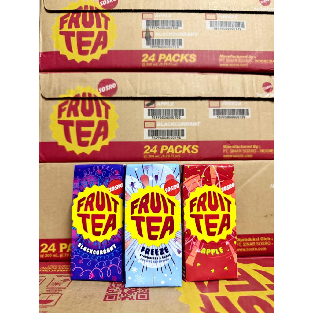 Fruit Tea Kotak 200ml Isi 3 Pcs | Minuman Teh Buah Segar Aneka Rasa Sosro | Apple Blackcurrant Freez