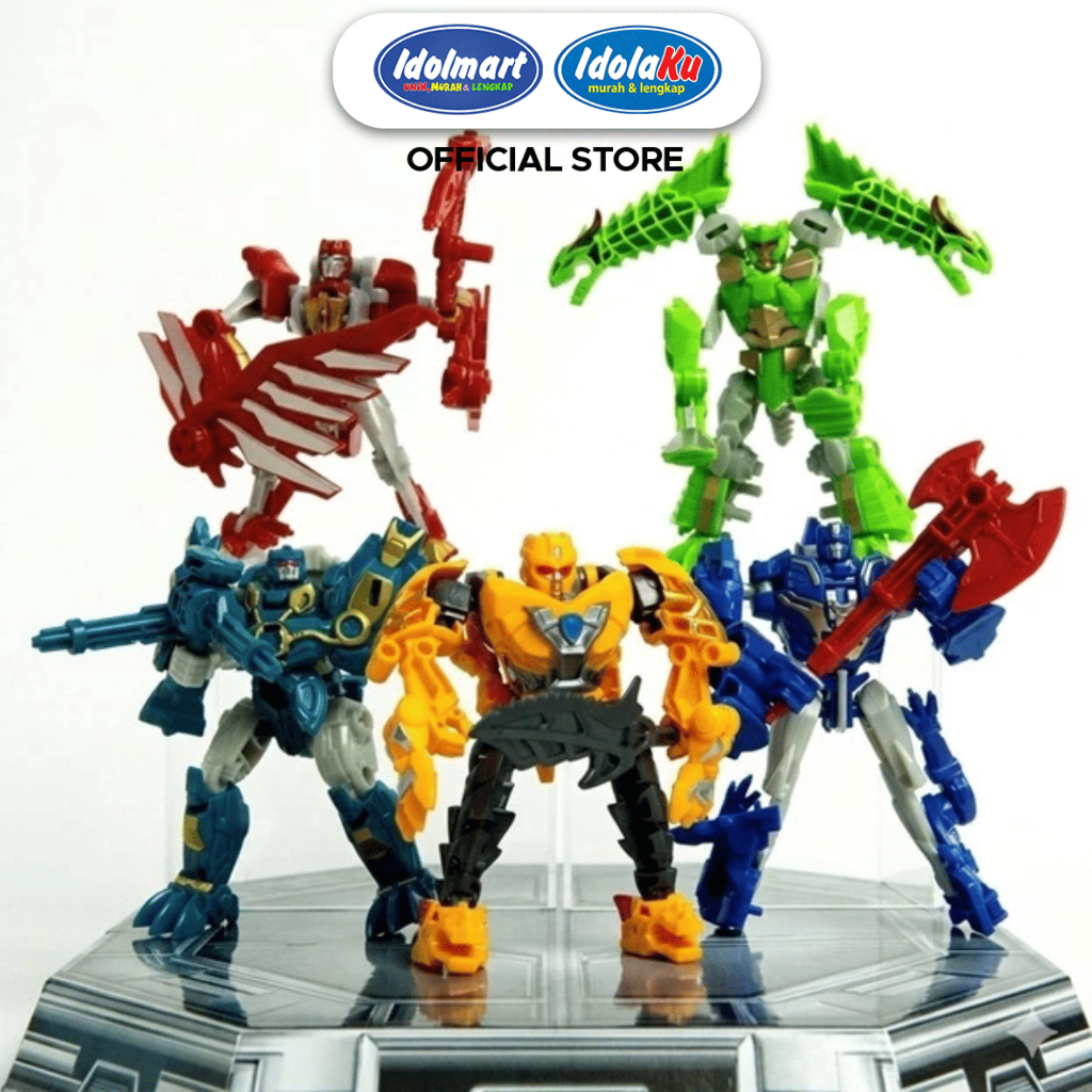 IDOLMART Mainan Robot Transformer PR-18053 Mini Action Figure Robot Animal Warrior Anak