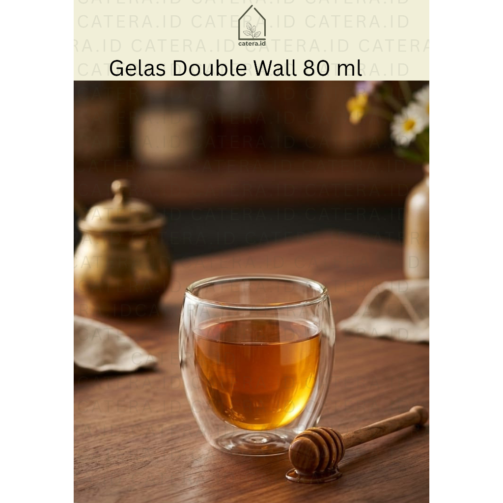 Catera.id/Gelas Double Wall 80 ml / Double Wall Round Glass 80 ml / Gelas Borosilicate 80 ml