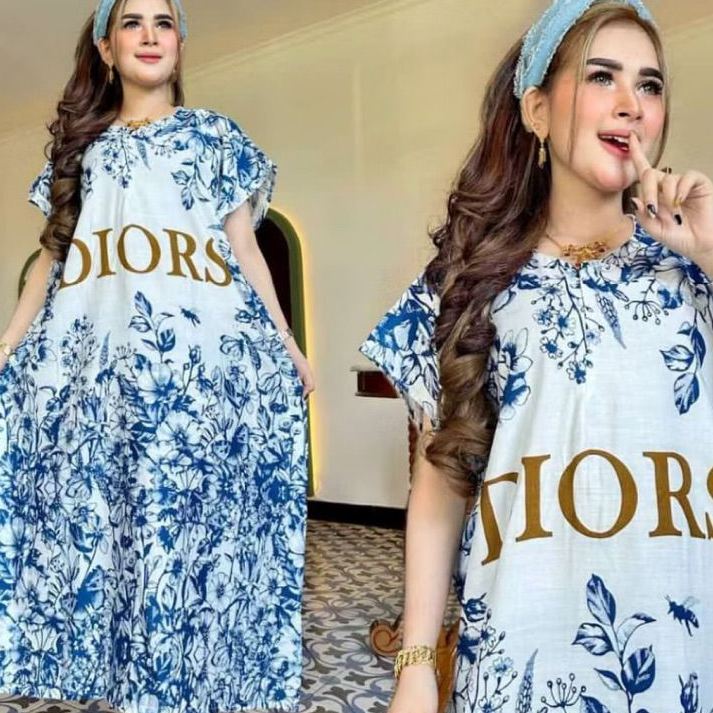 Daster ALL SIZE Dress Elegan Kekinian Bahan Rayon Premium Motif Etnik JUMBO