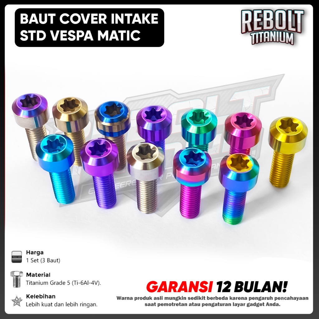 Baut Titanium Cover Intake Standar Vespa GR5 REBOLT