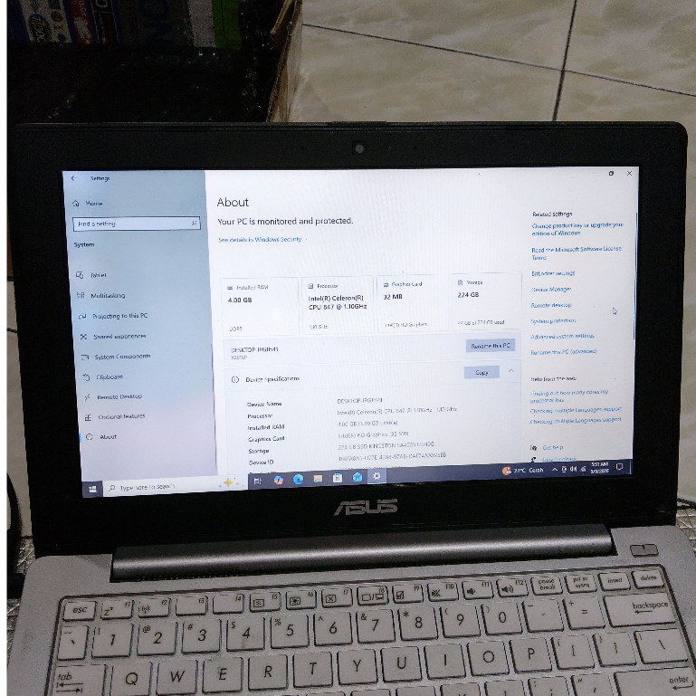 Mobo Asus X201E Ram 4Gb Minus Bahan Service