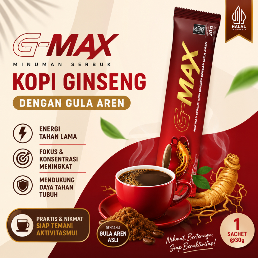 G MAX Kopi Rasa Gula Aren Praktis & Nikmat