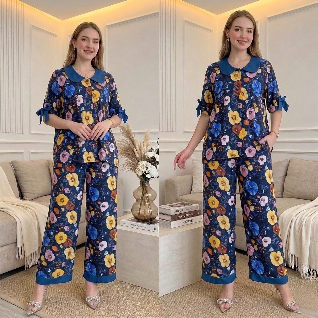 YOLLA SET RAYON LD 110CM // ONE SET RAYON PRINTING // SETELAN WANITA LENGAN PENDEK // ONE SET MOTIF 