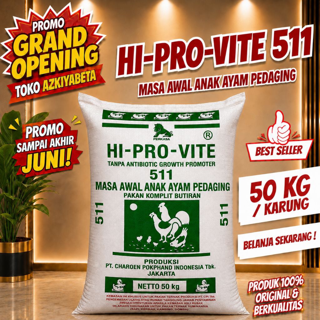pur pakan ayam 50 kg HI-PRO-VITE 511 pakan unggas 50 kg per karung
