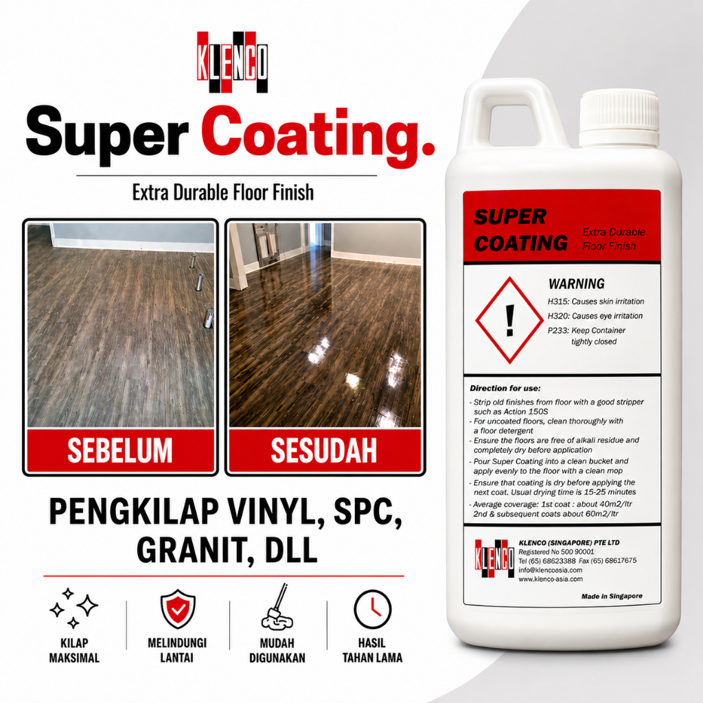 Klenco Super Coating Pengkilap Lantai Vinyl Vinil SPC keramik granit ubin tegel marmer teraso parket