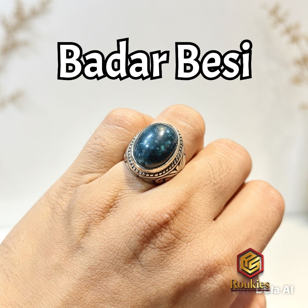 Roukies Cincin Batu Badar Besi Nempel Magnet Ring Alpaka Ukuran Jari 6/7/8/9/10 Dimensi 22x16x10mm A