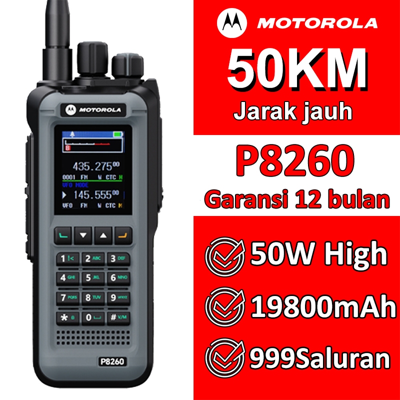 HT Motorola P8260 Radio Dua Arah Walkie Talkie Jarak Jauh 50KM Daya Tinggi 50W 19800Mah Kapasitas