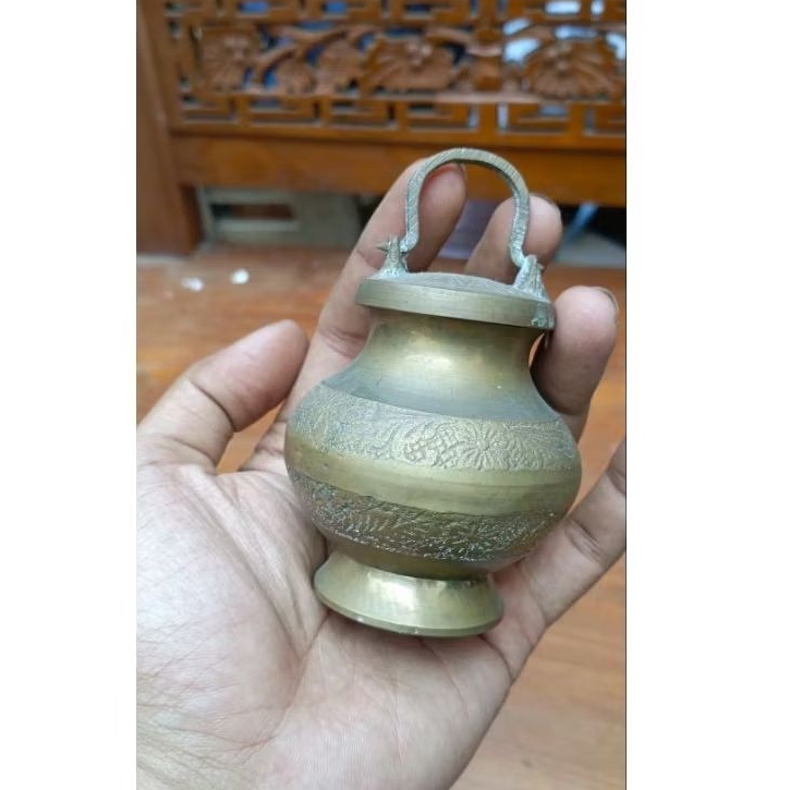 miniatur bejana air kuningan antik jadul vintage