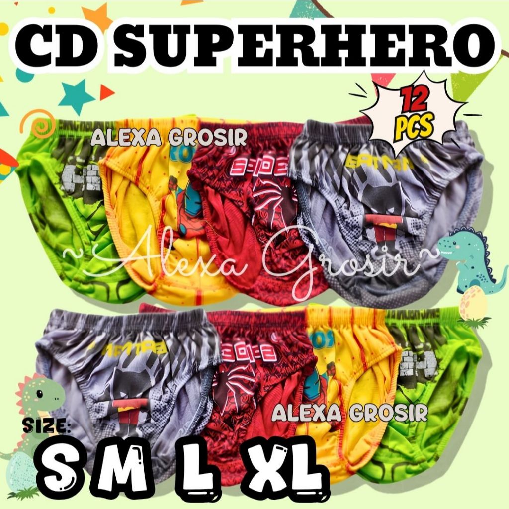 Grosir 12 PCS ( 1 Lusin ) Celana Dalam Anak Cowok Hero Celana Dalam Anak Laki-laki TK SD