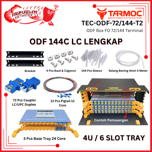 Fiber Optic ODF 144 Core LC Lengkap Rackmount | ODF 144C LC