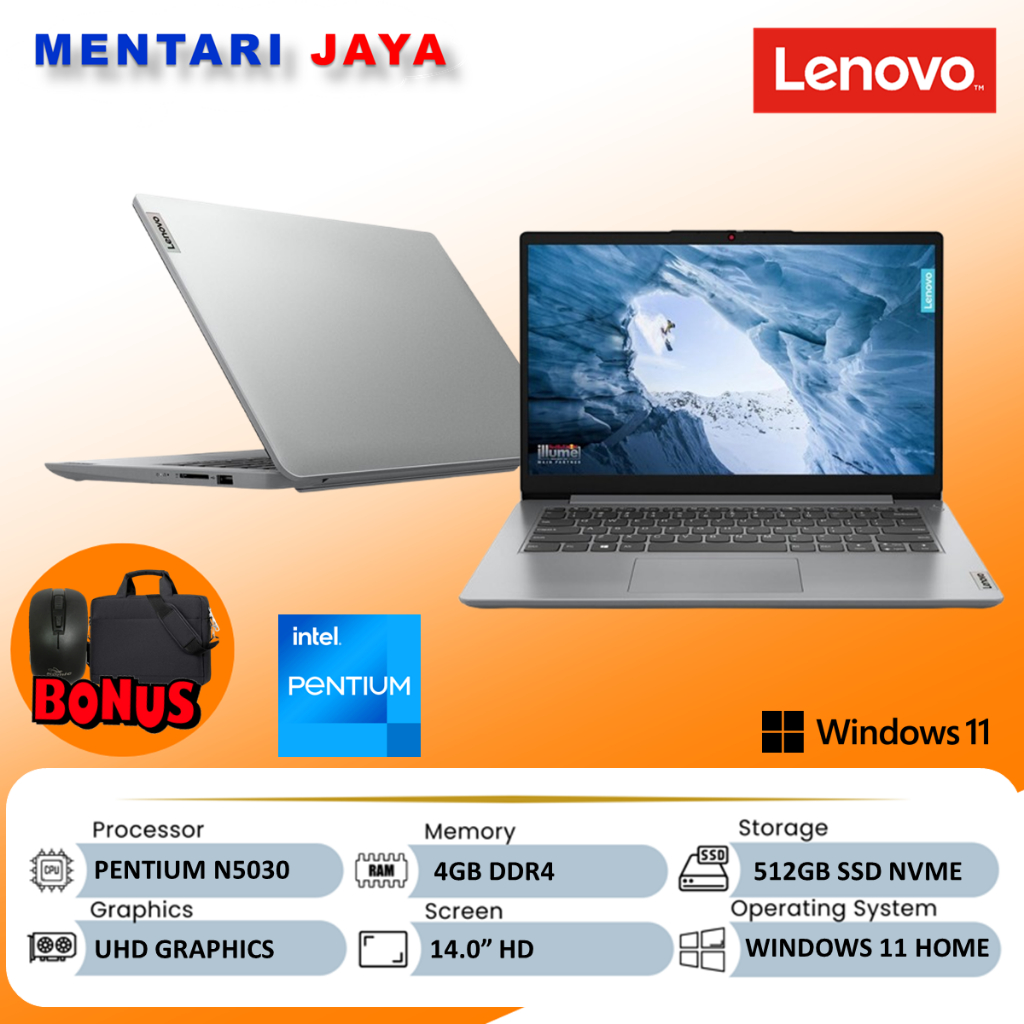 Lenovo Ideapad Slim 1 14 Intel Pentium Silver N5030 4GB 512GB Windows 11 Home
