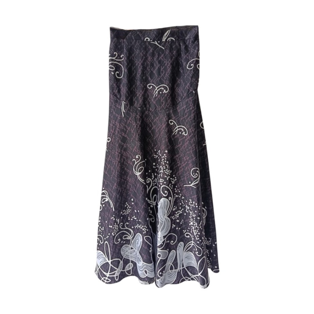 Lyne Halim Rok Dobby Abstrak Flare – Rok Wanita Karet Pinggang Elegan, SKT-8447