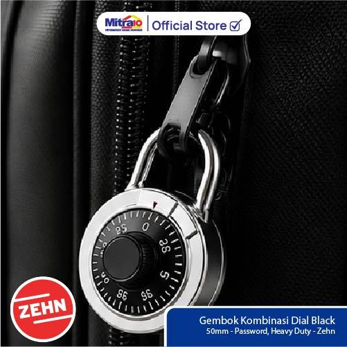 Gembok Brankas Kombinasi Dial Black 50mm Password Heavy Duty - Zehn