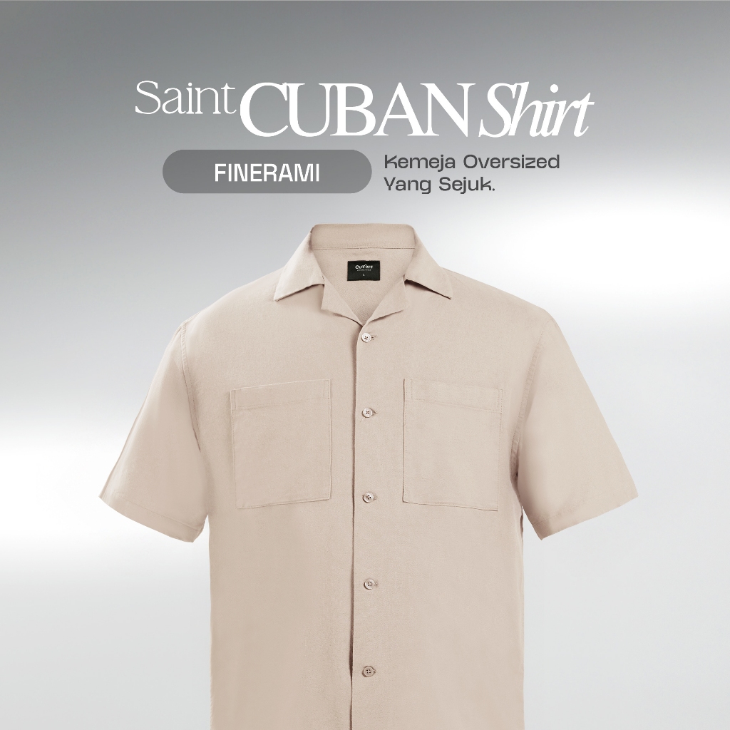 CUTOFF Saint Kemeja Open Collar Cuban Camp Bowling Shirt Oversized Rami
