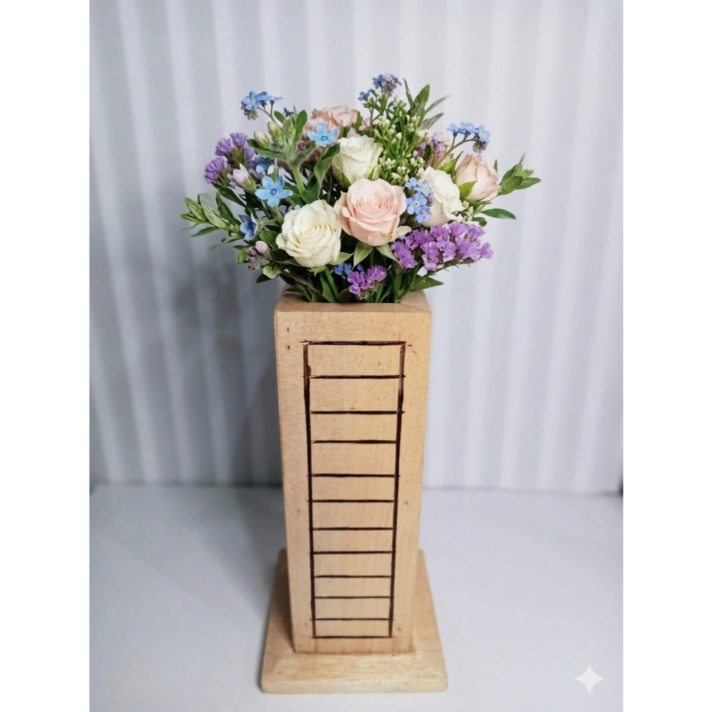 VAS KAYU BUNGA TINGGI 20CM / POT MINIMALIS / VAS MINIMALIS / POT BUNGA RUANGAN / POT AESTHETIC