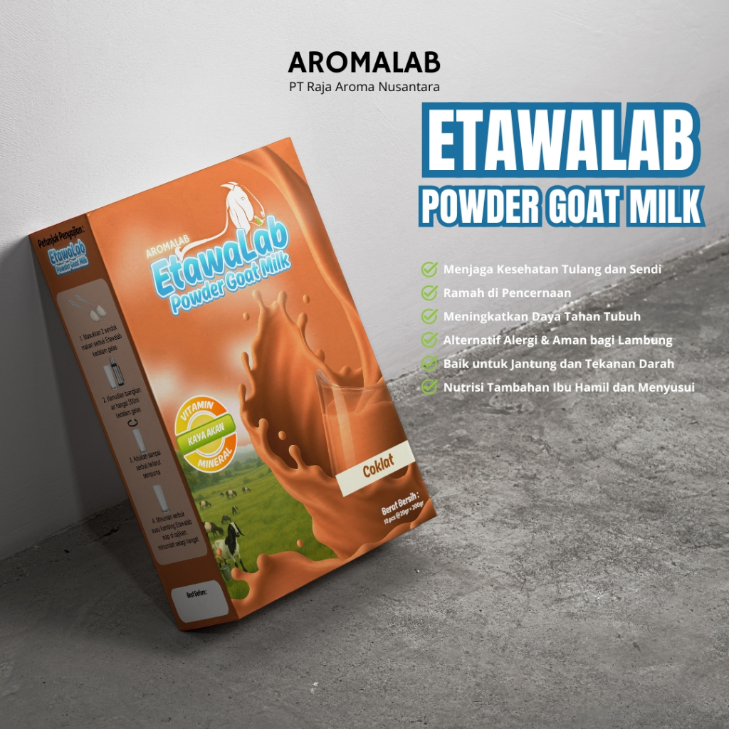 Etawalab Susu Kambing Etawa Bubuk Coklat 200g (10 Sachet x 20gr) Menjaga Imun, Tulang, Dan Solusi Ke