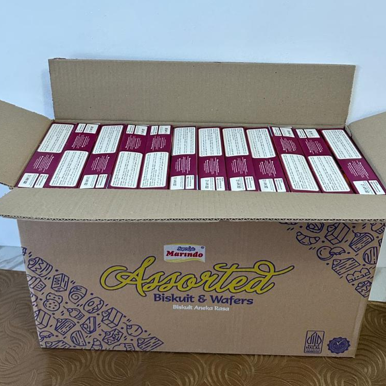 Marindo Assorted biscuit Pack 100 gr 1 karton x 24pcs Snack Hajatan Hampers