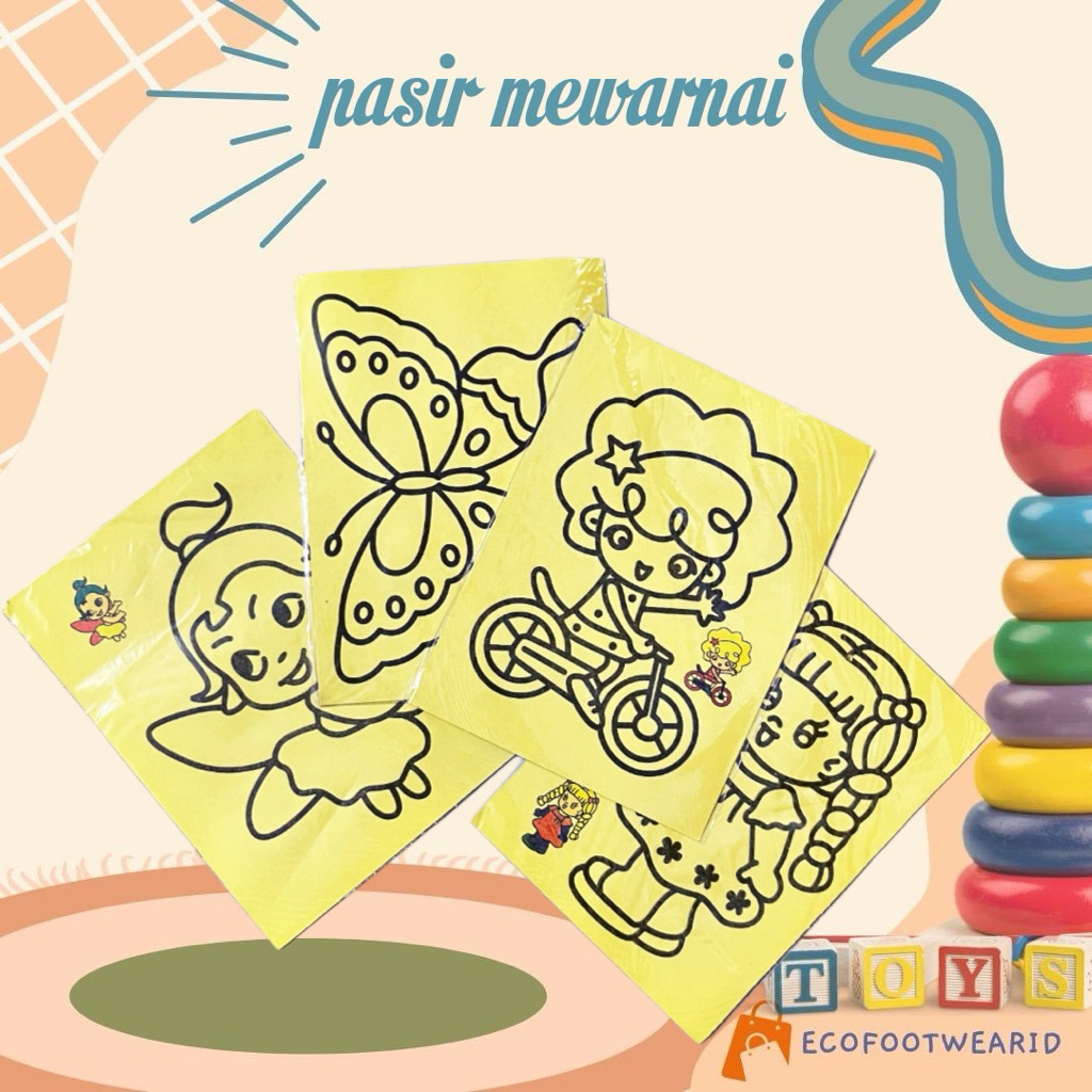 Kertas mewarnai per pcs melukis pasir ukuran sedang mainan mewarnai pasir pasiran edukasi anak kerta