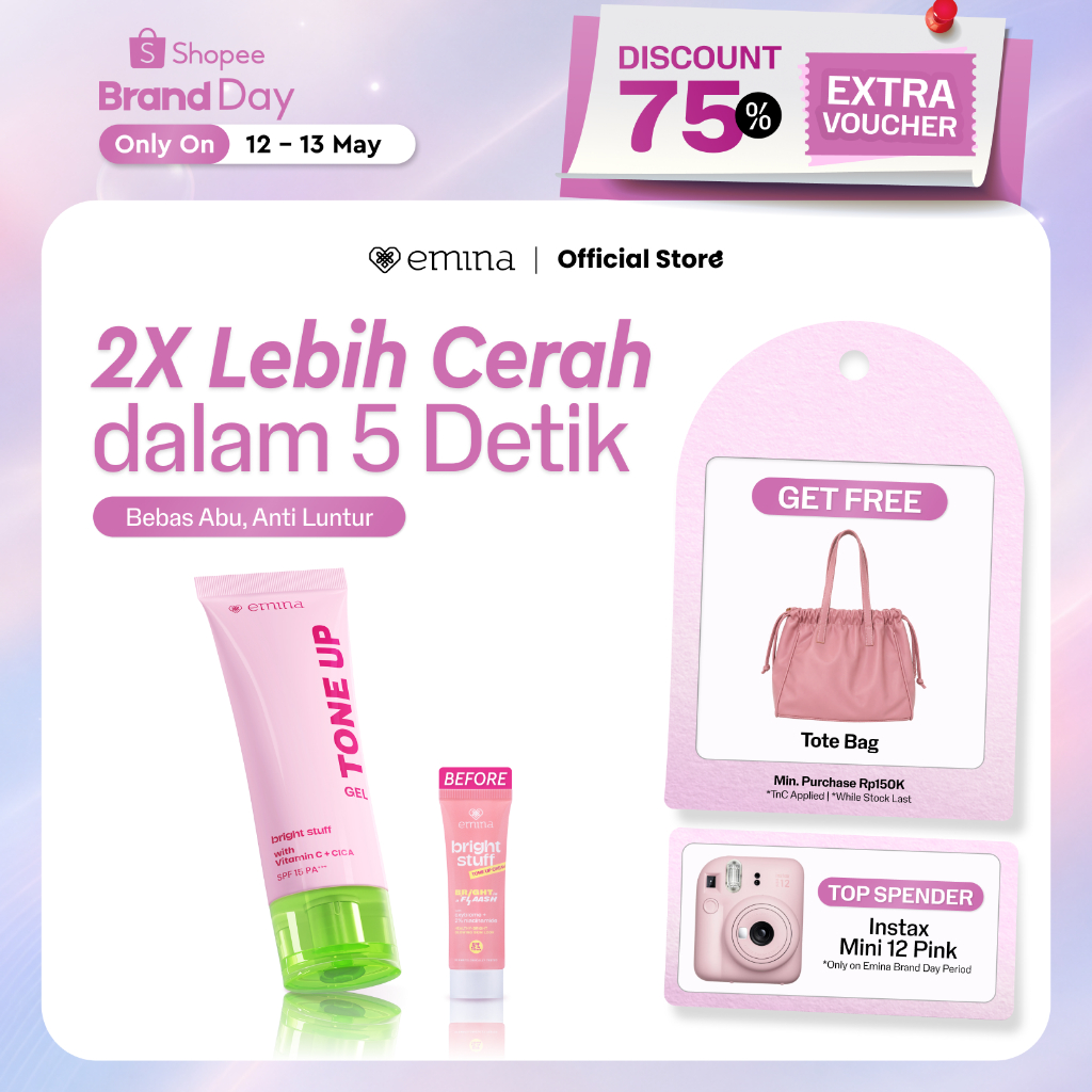 [CREATOR'S PICK]  NEW! Emina Tone Up Cream Gel 20 ml - Instan Mencerahkan Kulit, Efek Tone-up Glowin