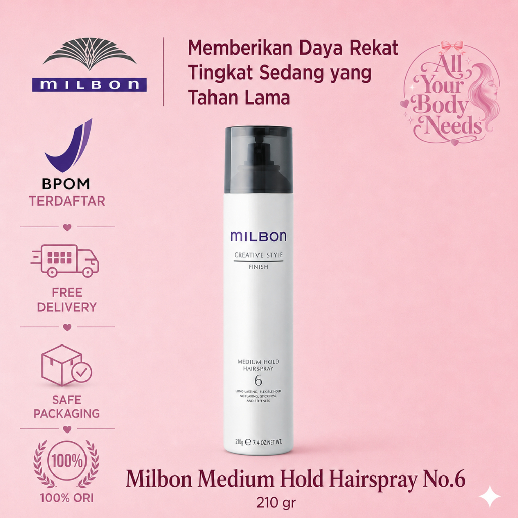 Milbon Extra Strong Hold Hairspray No 6 No.10 210gr Hairspray  Styling finishing MEDIUM HOLD HAIRSPRAY 6 / extra strong hold 10