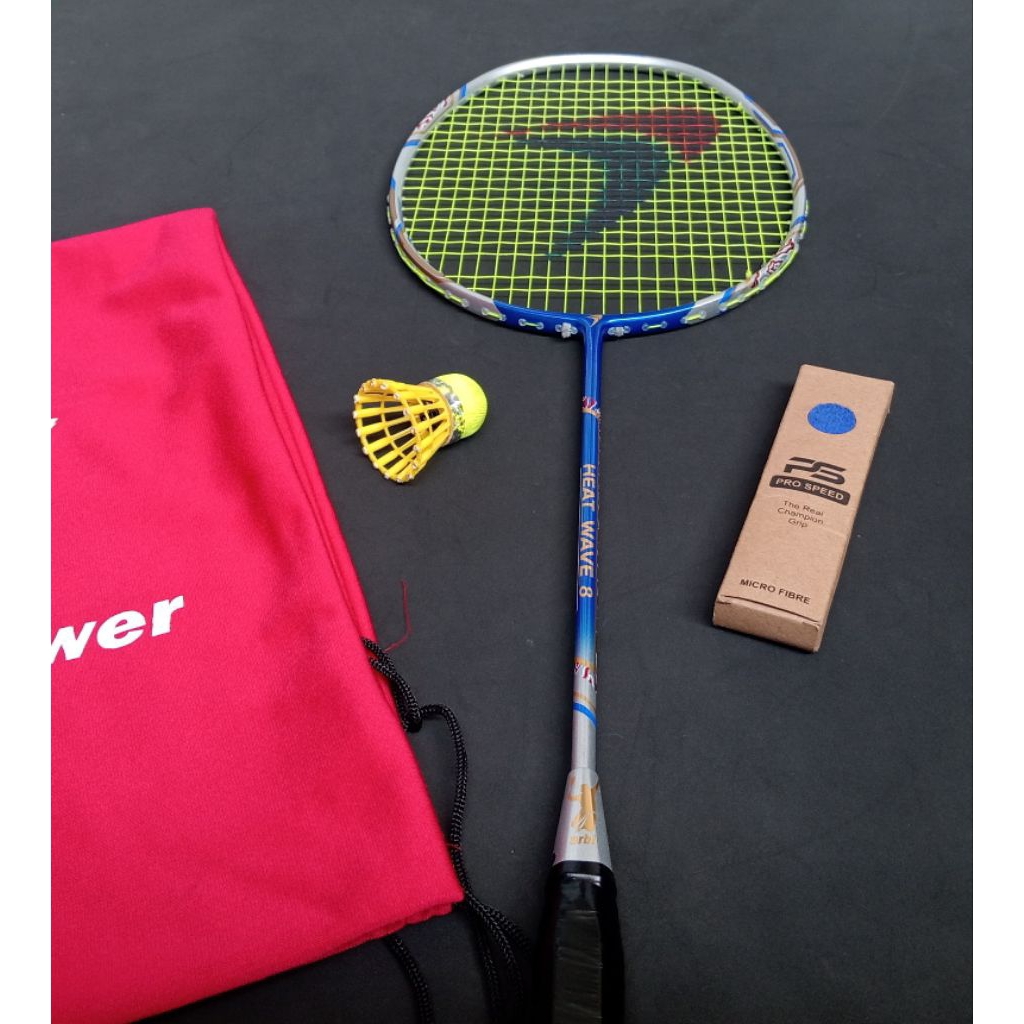Raket badminton bekas second original flypower heat wave 8