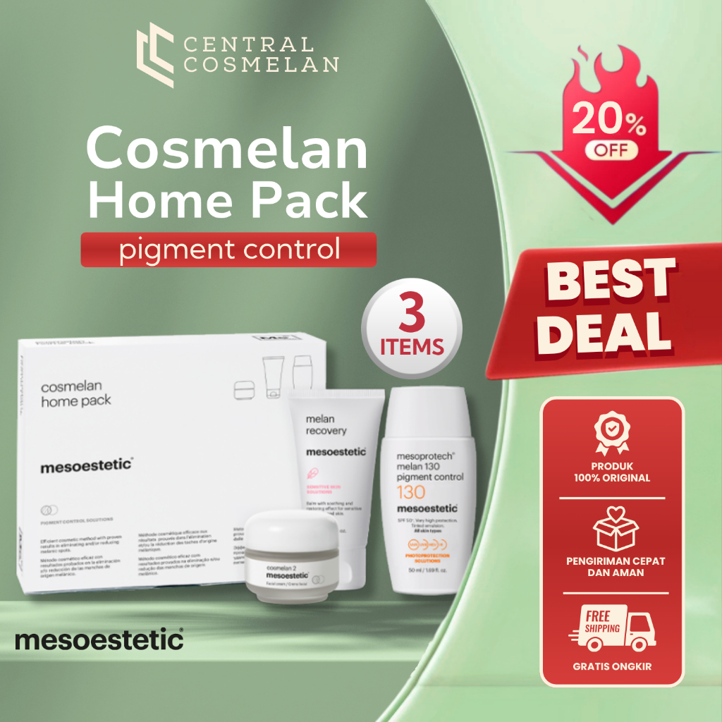 Mesoestetic Cosmelan Home Pack Paket Perawatan Flek Melasma Hiperpigmentasi Wajah Isi 3 Produk