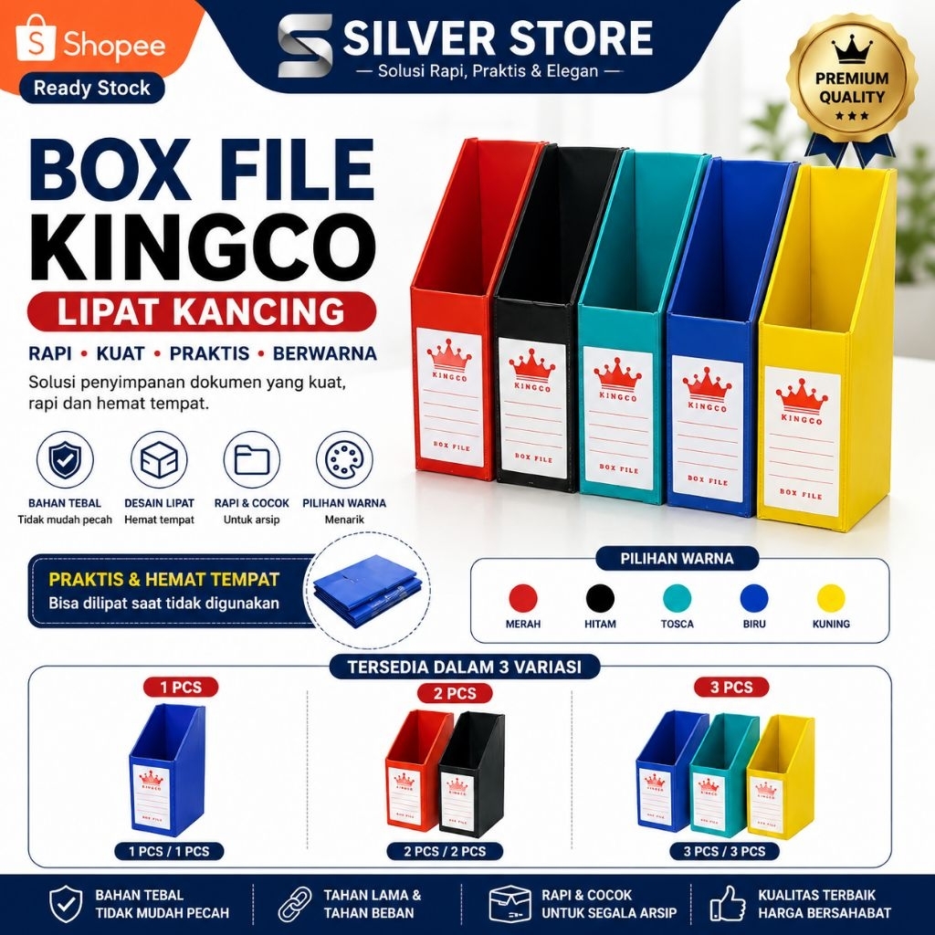 Box File Kingco Lipat Kancing Rak Arsip Dokumen Magazine File Organizer Plastik