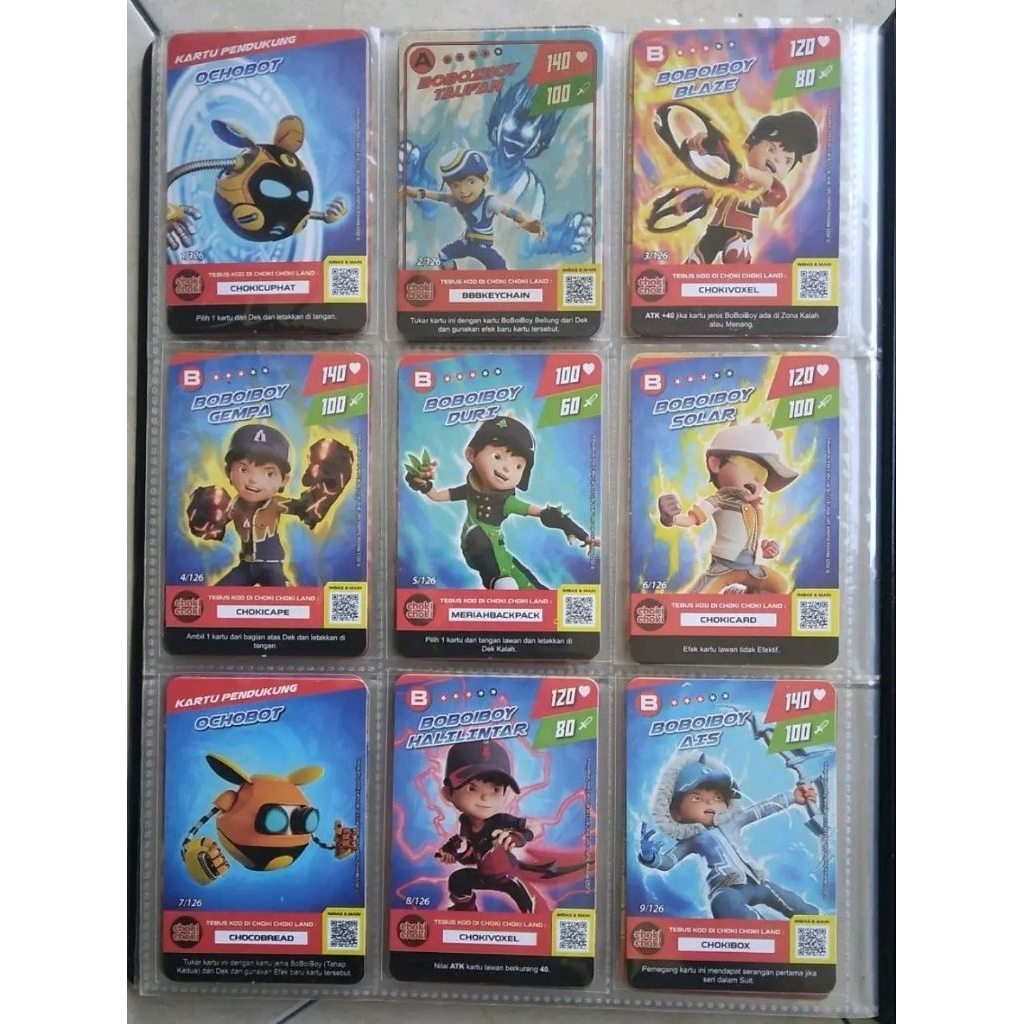 Kartu Choki Choki  Boboiboy non holo season 1 / Monsta Galaxy Card