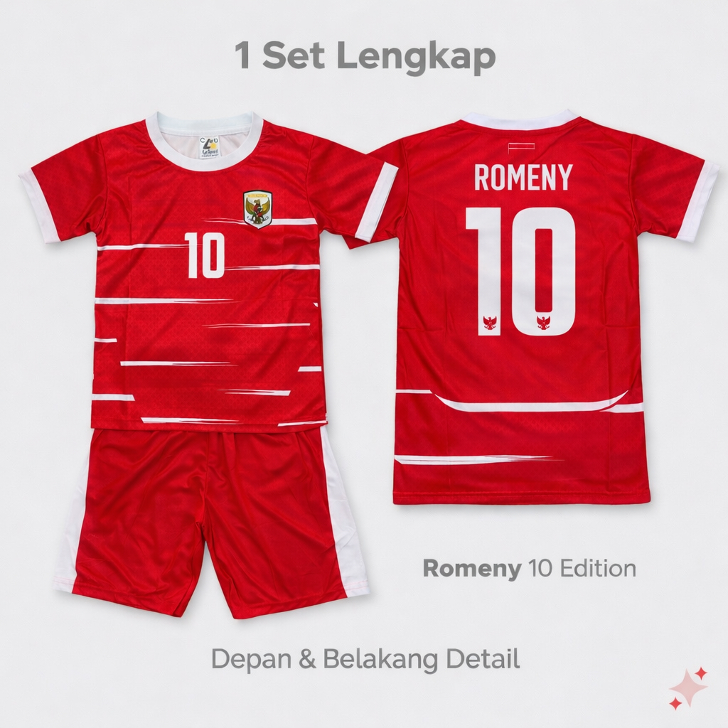 Jersey Timnas Anak Indonesia Beckham 7 Romeny 10 Baju Bola Anak