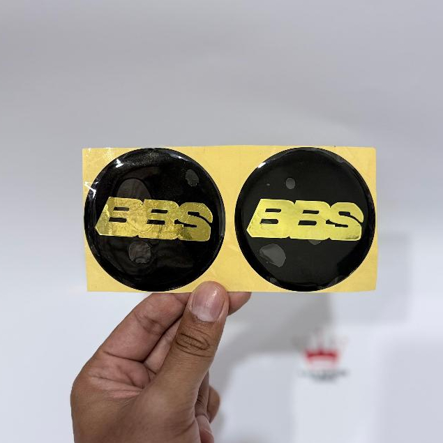 Stiker Emblem Dop Velg BBS Hitam Gold / Stiker Timbul Logo BBS Dop Velg Mobil Kuat Anti Luntur