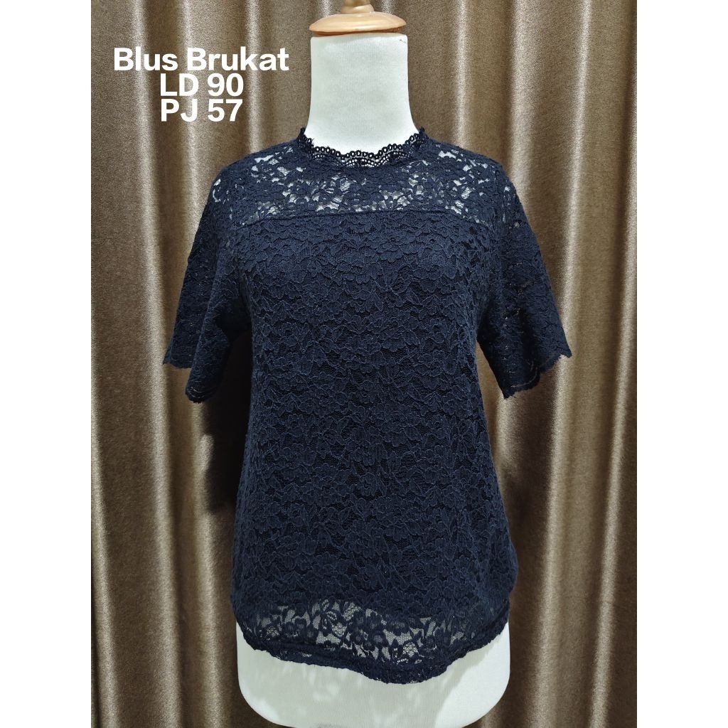 Preelove blouse atasan brokat hitam semi formal