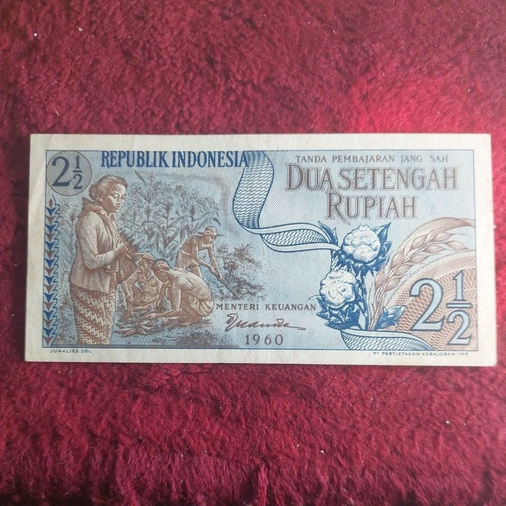 2 1/2 rupiah tahun 1960. asli