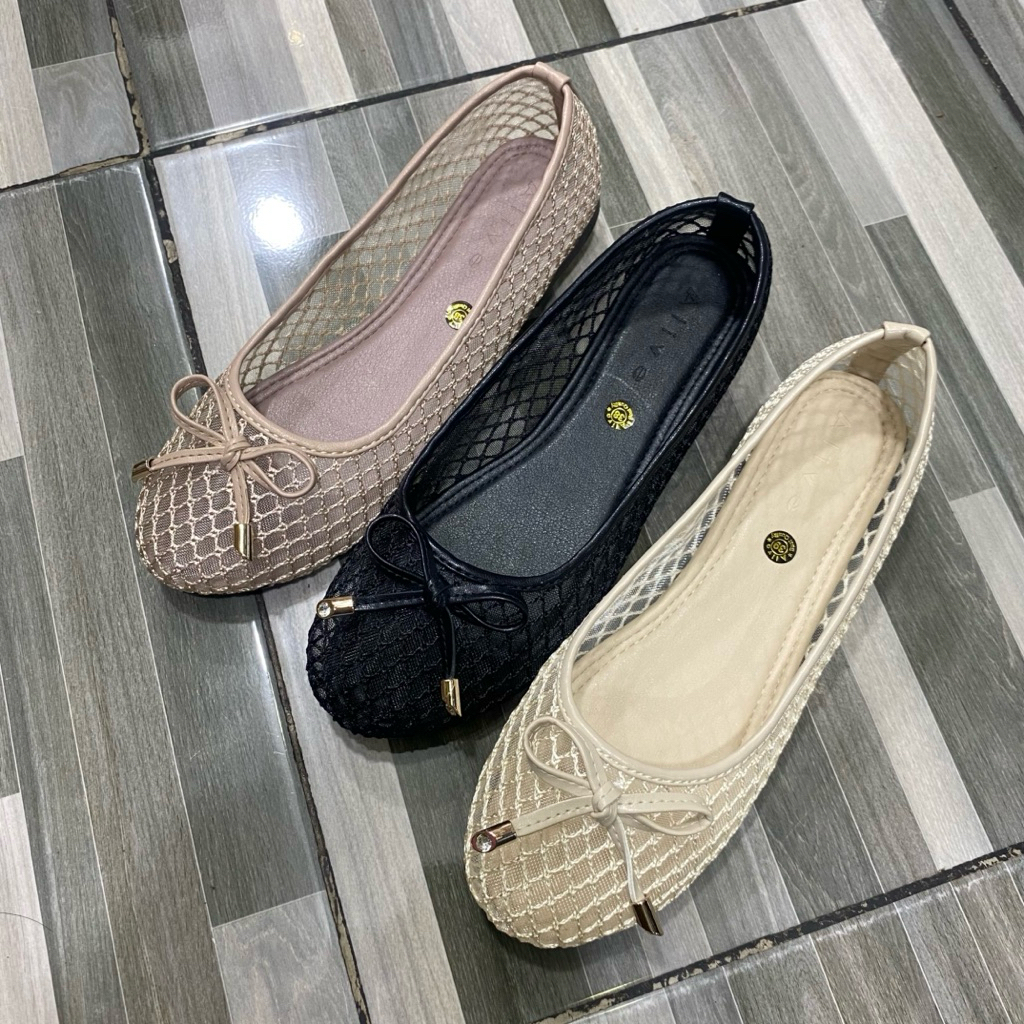 ALIVE - FLATSHOES JALA BROKAT WANITA - SEPATU WANITA JALA BROKAT PITA LUCU