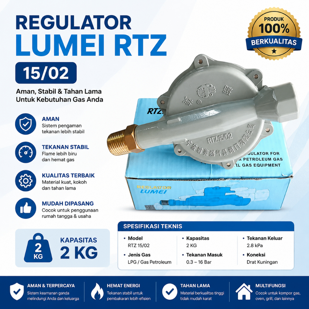 Regulator Gas Alam Low LUMEI RTZ 15/02 Kapasitas 5kg/jam