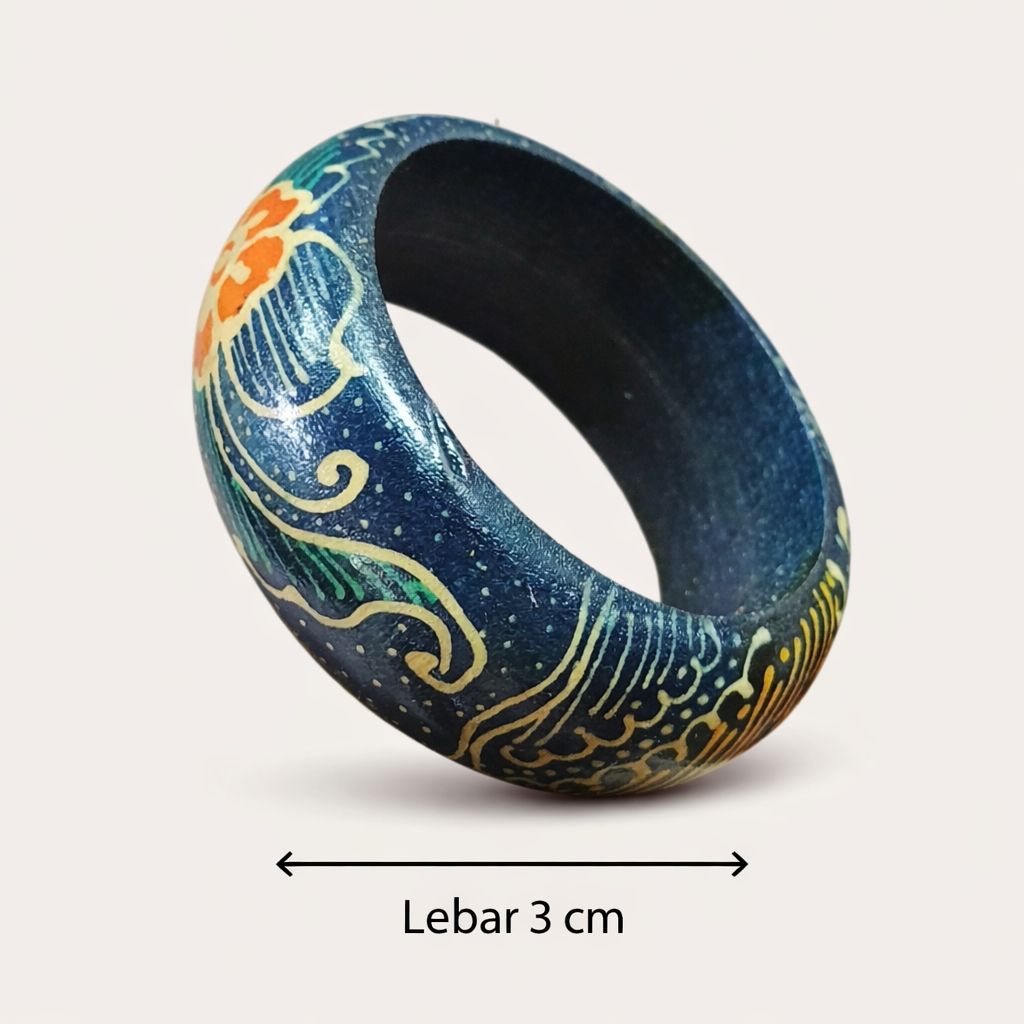 souvenir gelang kayu batik Jogja gelang kayu 1 dan 3 cm ecer gelang seni batik halus lukis batik