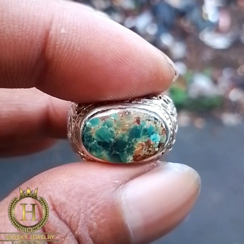 Batu pirus ijo kedondong persia ring perak