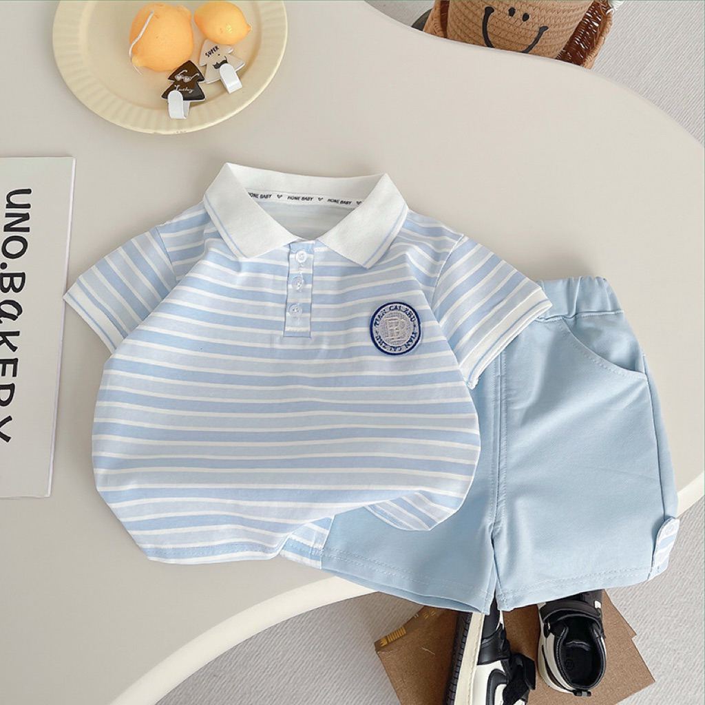 KENZO ONESET | SETELAN ANAK LAKI LAKI | ONESET ANAK | BAJU BIRU ANAK | KAOS KERAH ANAK | ATASAN ANAK