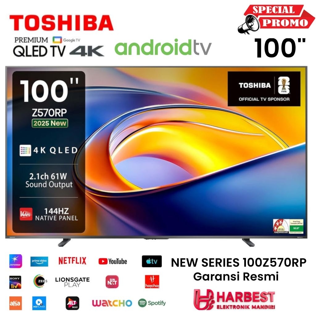 TERMURAH TOSHIBA Japan 100 Inch Premium QLED 4K Google TV 100Z570RP 144Hz AI Smart TV - Dolby Vision