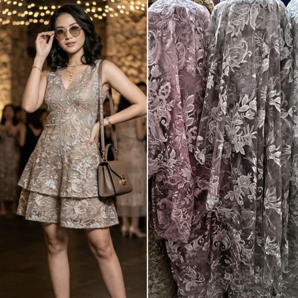 kain tulle bordir premium - kain tulle - kain tulle motif - kain kebaya - kain gaun pesta