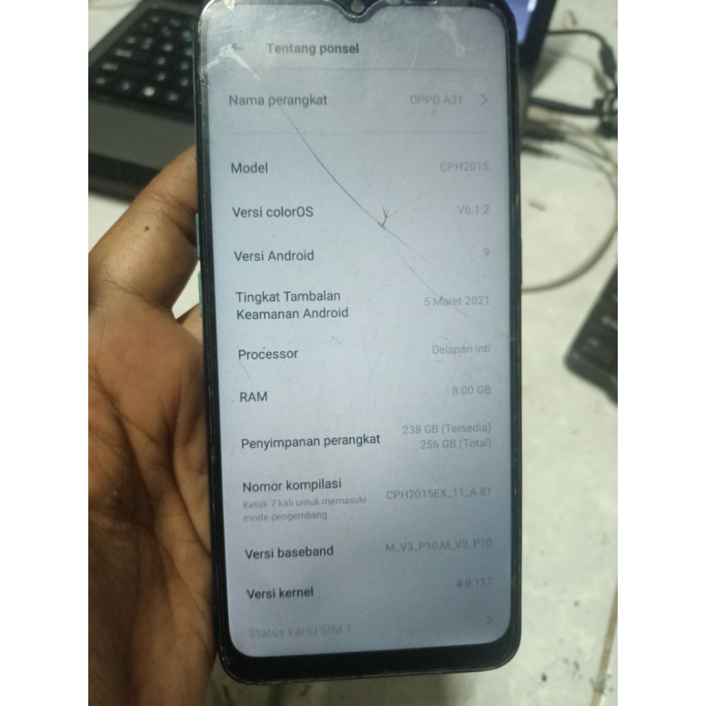 mesin oppo a31 ram 8/128 no akun no pola